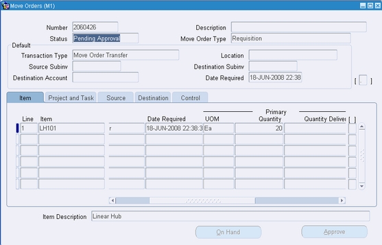 The Requisition Move Order In Oracle Inventory R12